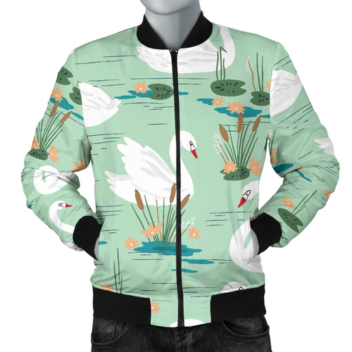 White Swan Lake Pattern Men'S Bomber Jacket