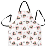 Cute Pugs Pink Heart Paw Pattern Adjustable Apron