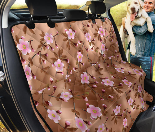 Pink Sakura Cherry Blossom Drak Brown Background Dog Car Seat Covers