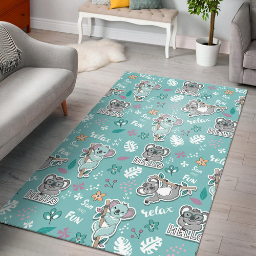 Cute Koalas Blue Background Pattern Area Rug