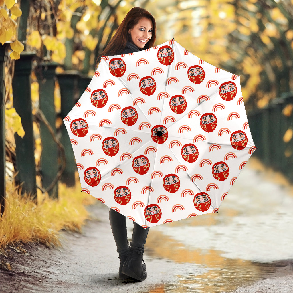 Daruma Japanese Wooden Doll Design Pattern Umbrella