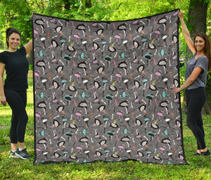 Ostrich Pattern Print Design 01 Premium Quilt