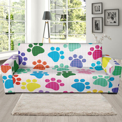 Dog Paws Pattern Print Design 01 Sofa Slipcover