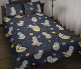Cute sloth astronaut star planet rocket pattern Quilt Bed Set