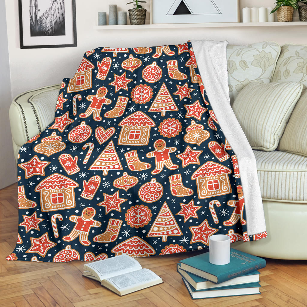 Christmas Gingerbread Cookie Pattern Premium Blanket