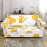 French Fries White Paper Box Pattern Loveseat Couch Slipcover