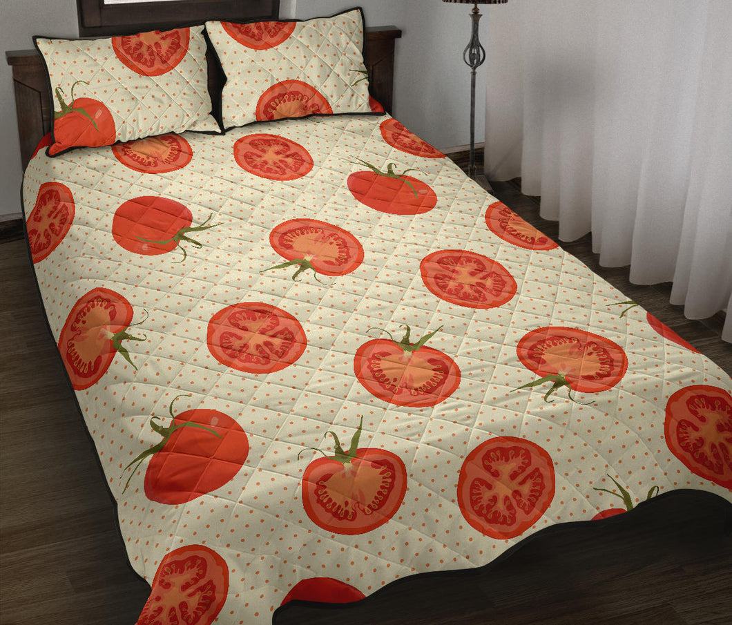 Tomato dot background Quilt Bed Set