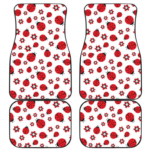 Ladybug Pattern Print Design 04 Front and Back Car Mats