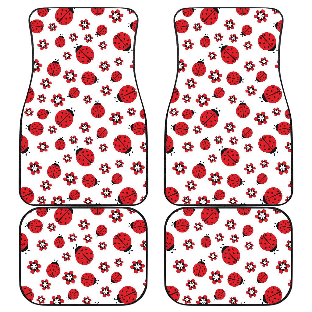 Ladybug Pattern Print Design 04 Front and Back Car Mats