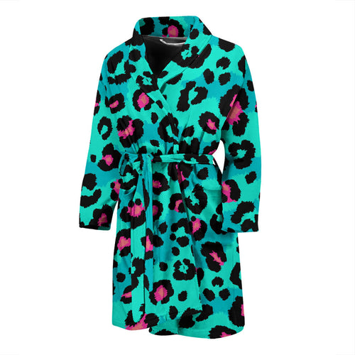 Green Leopard Skin Print Pattern Men'S Bathrobe