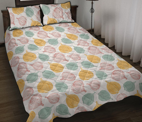colorful onions white background Quilt Bed Set