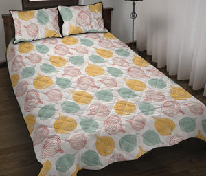 colorful onions white background Quilt Bed Set