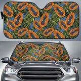 Colorful Papaya Tropical Leaves Car Sun Shade