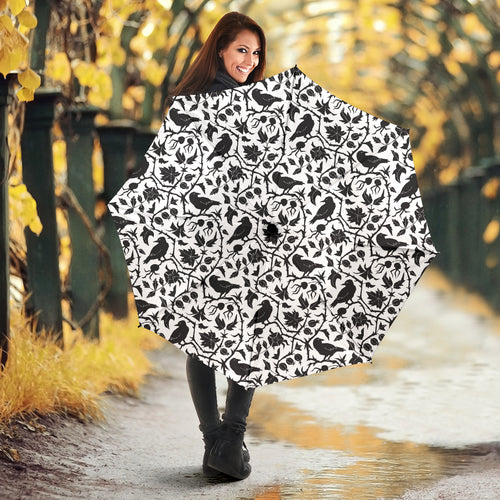 Crow Dark Floral Pattern Umbrella