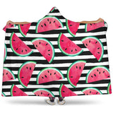 Watercolor Paint Textured Watermelon Pieces Hooded Blanket