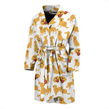 Golden Retriever Pattern Print Design 05 Men's Bathrobe