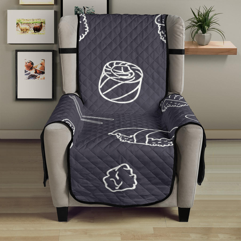 sushi pattern black background Chair Cover Protector