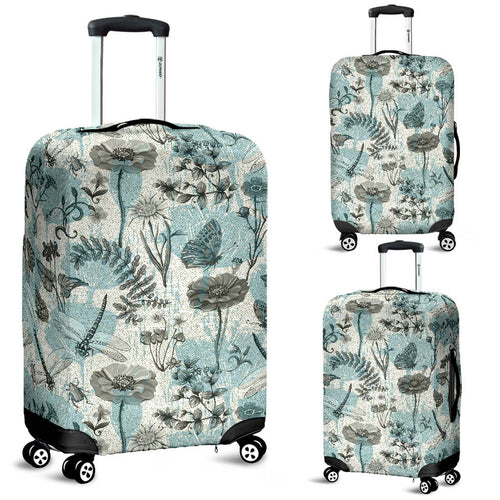 Dragonfly Butterfly Plants Insect Flower Vintage Style Pattern Luggage Covers