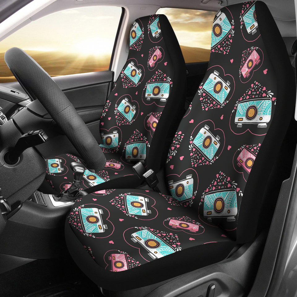 Camera Pattern Print Design 04 Universal Fit Car Seat Covers