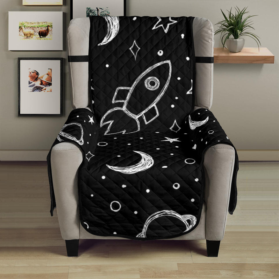 Hand drawn space rocket star planet Chair Cover Protector