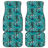 Anchor Nautical Green Background Front And Back Car Mats