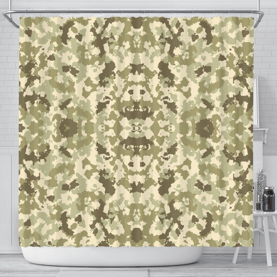 Light Green Camo Camouflage Pattern Shower Curtain Fulfilled In US