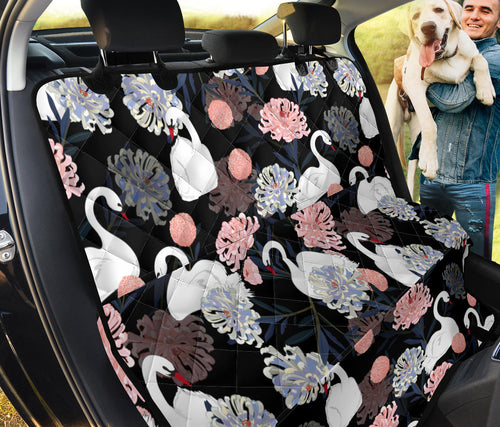White Swan Blooming Flower Pattern Dog Car Seat Covers