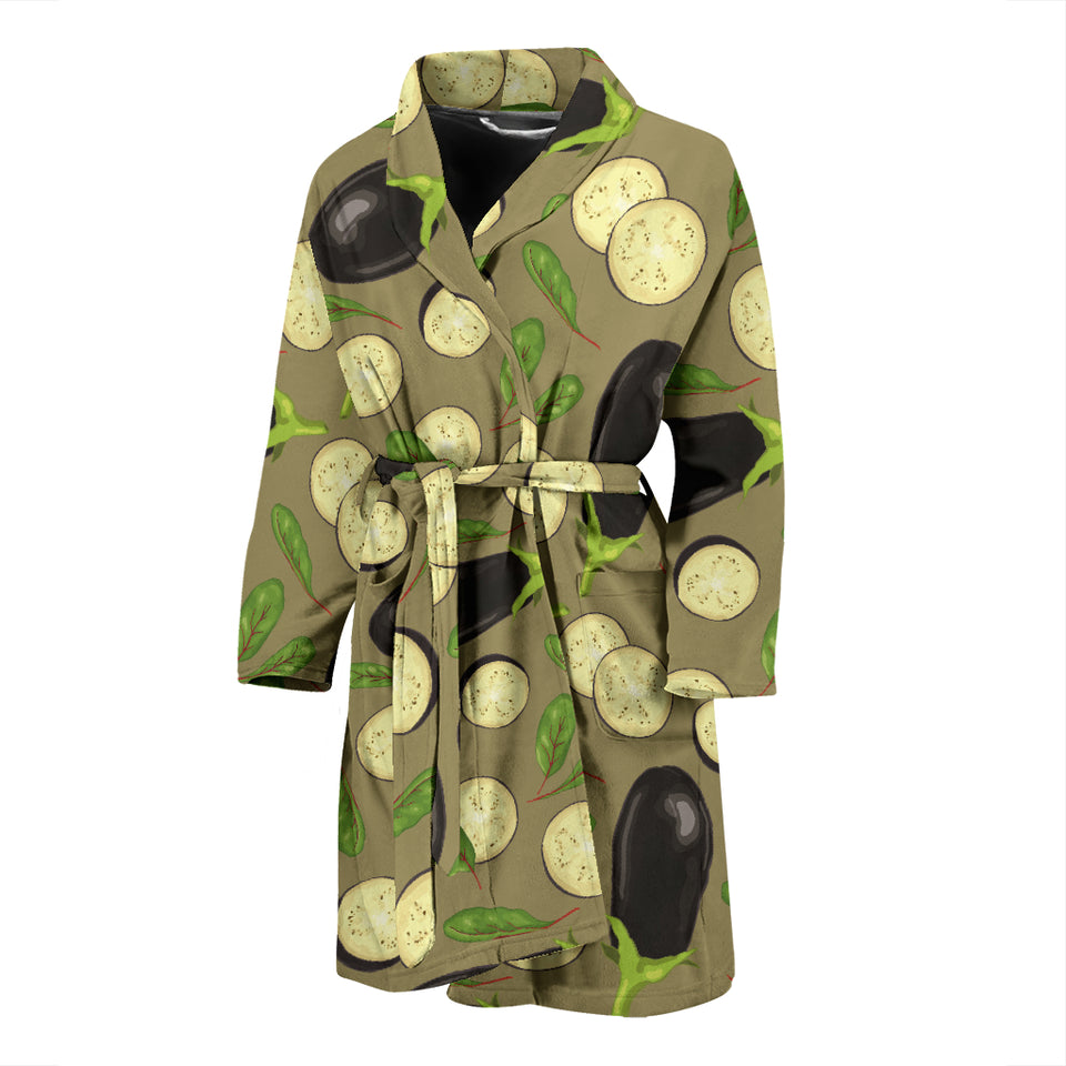 Eggplant Pattern Print Design 02 Men's Bathrobe
