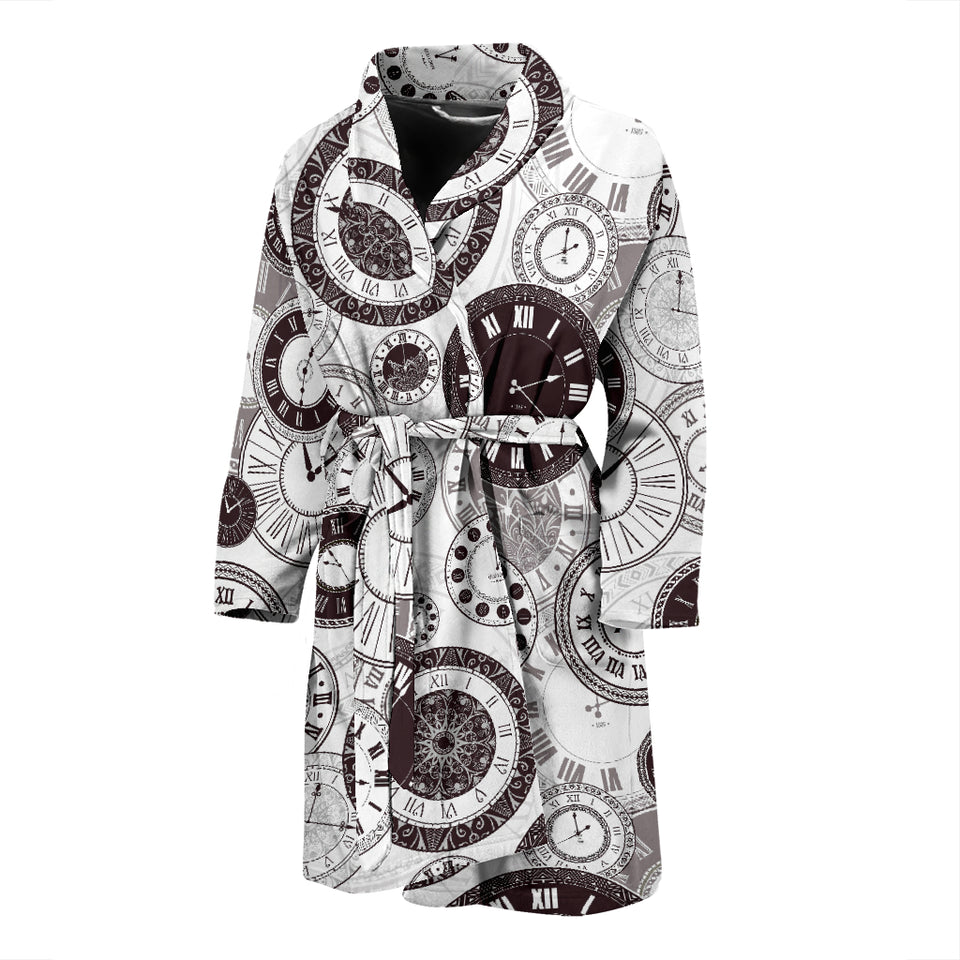 Classic Vintage Clock Pattern Men'S Bathrobe