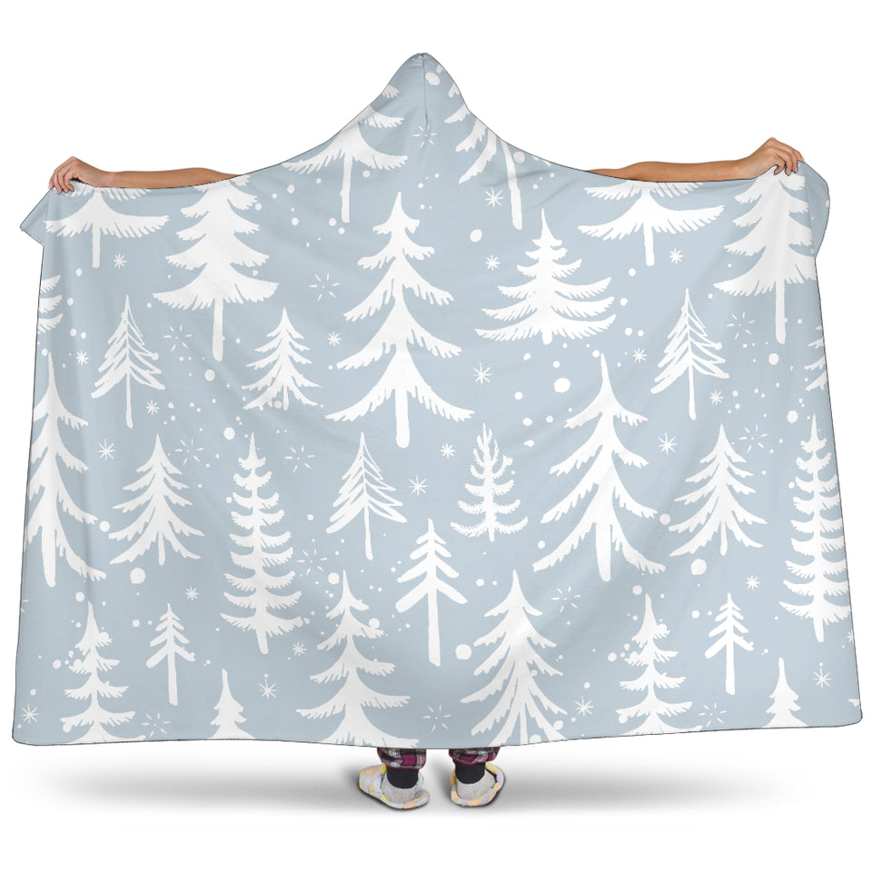 Christmas Tree Winter Forest Pattern Hooded Blanket