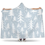 Christmas Tree Winter Forest Pattern Hooded Blanket