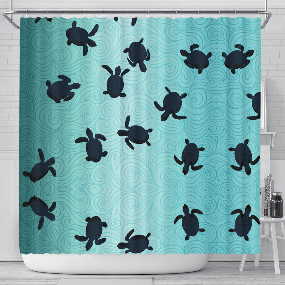 Sea Turtle With Blue Ocean Backgroud Shower Curtain Fulfilled In US