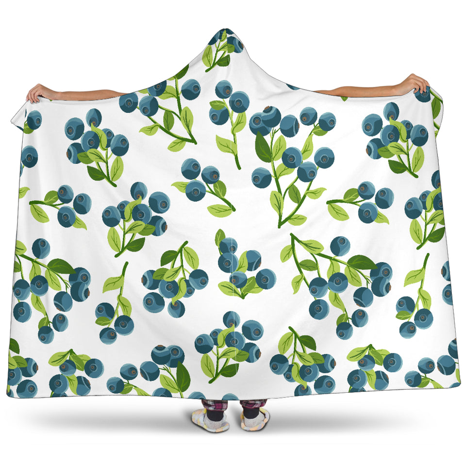 Blueberry White Background Hooded Blanket