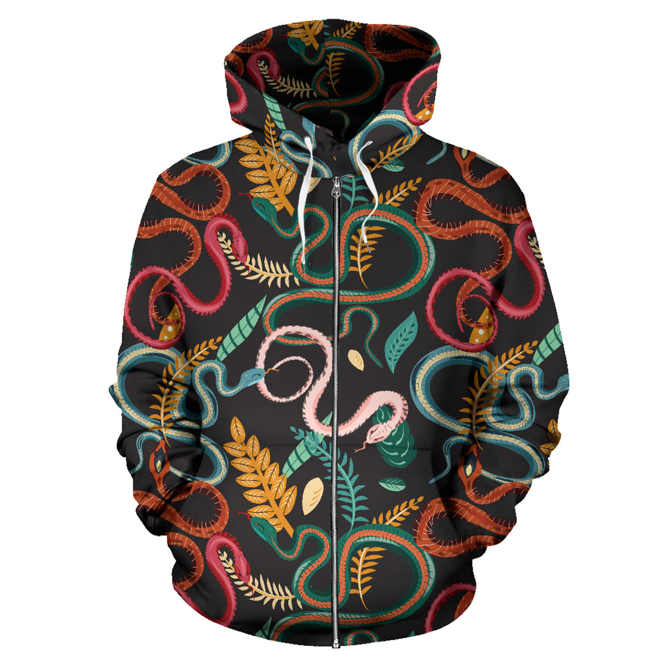 Colorful Snake Plant Pattern Zip Up Hoodie