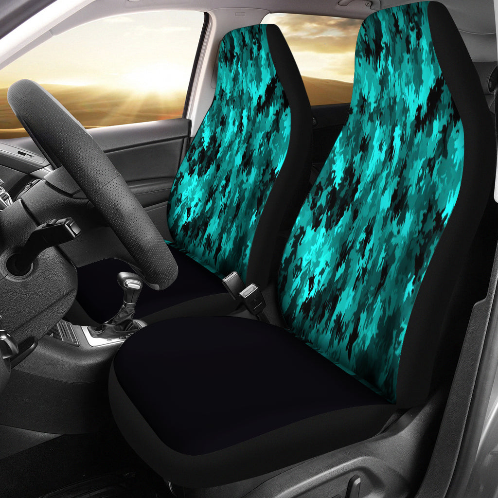 Coral Teal Camo Car Seat Covers
