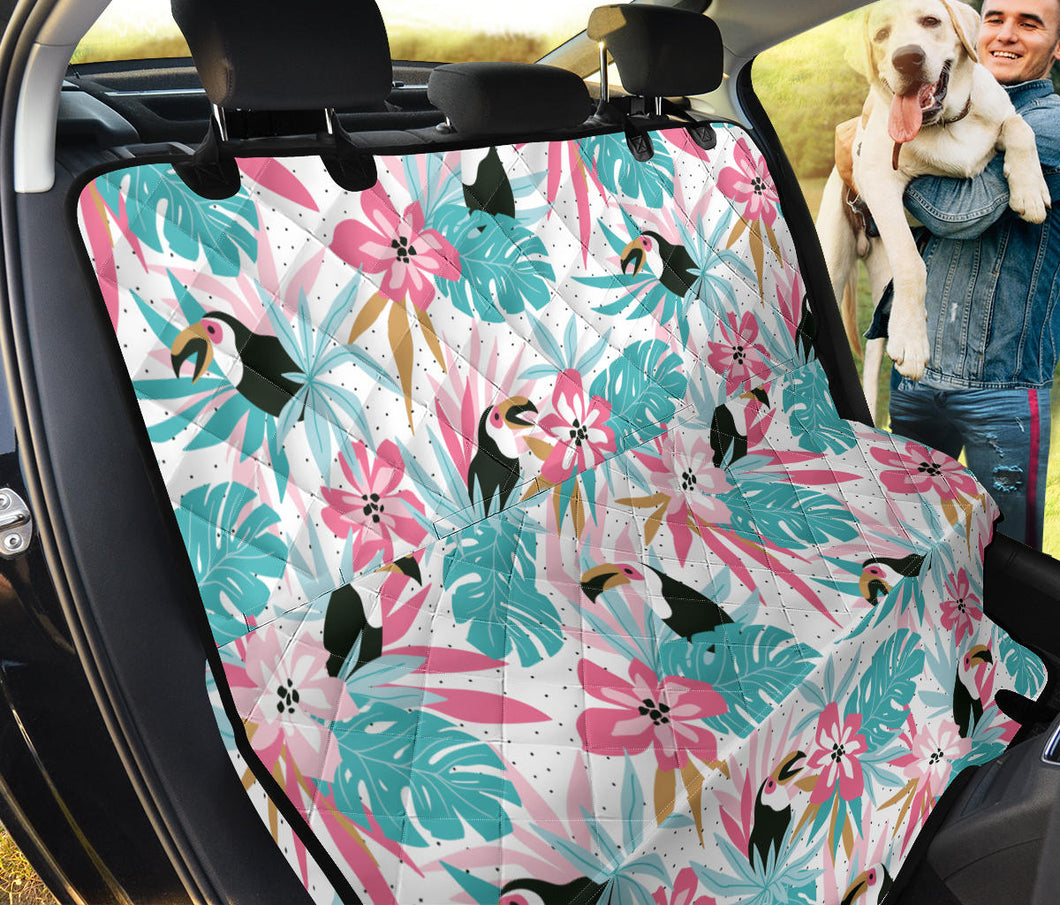 Toucan Tropical Flower Leave Pattern Dog Car Seat Covers