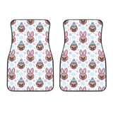 Cute Pug Hat Rabbit Costume Pattern Front Car Mats