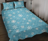 Snowflake pattern blue background Quilt Bed Set