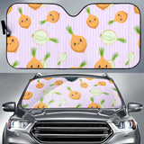 Cute Onions Smiling Faces Purple Background Car Sun Shade