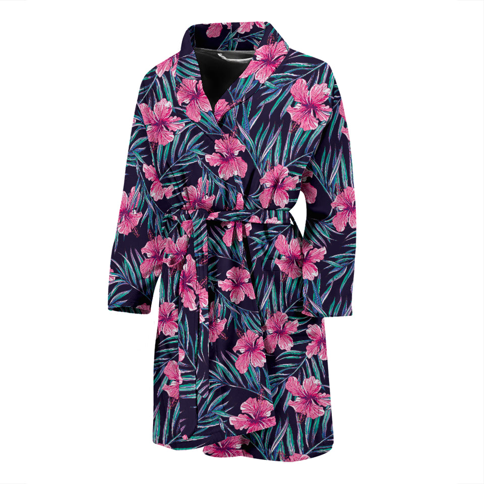 Hibiscus Pattern Print Design 05 Men's Bathrobe
