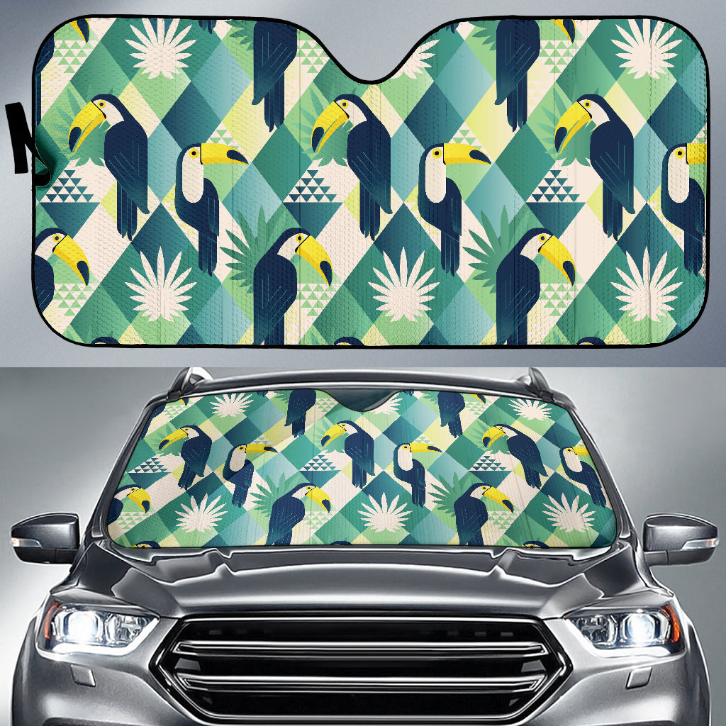 Toucan Tropical Leaves Design Pattern  Car Sun Shade
