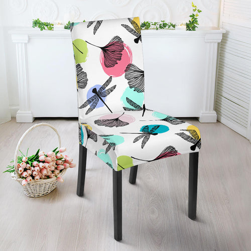 Dragonflies Ginkgo Leaves Pattern Dining Chair Slipcover
