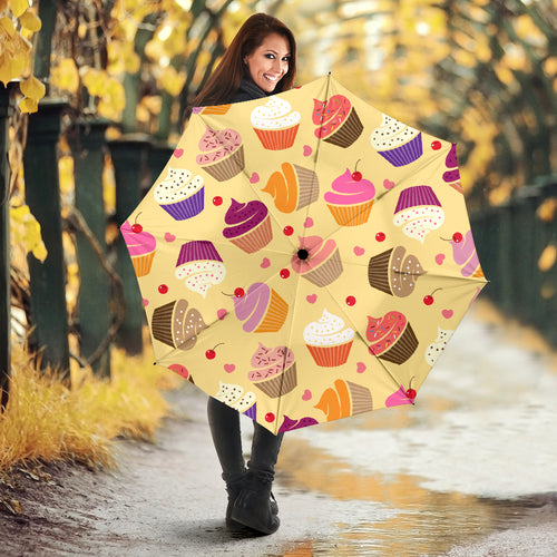 Cake Cupcake Heart Cherry Pattern Umbrella