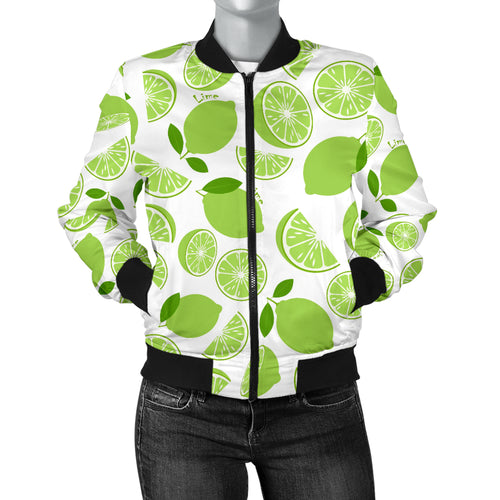 Lime Design Pattern Women'S Bomber Jacket