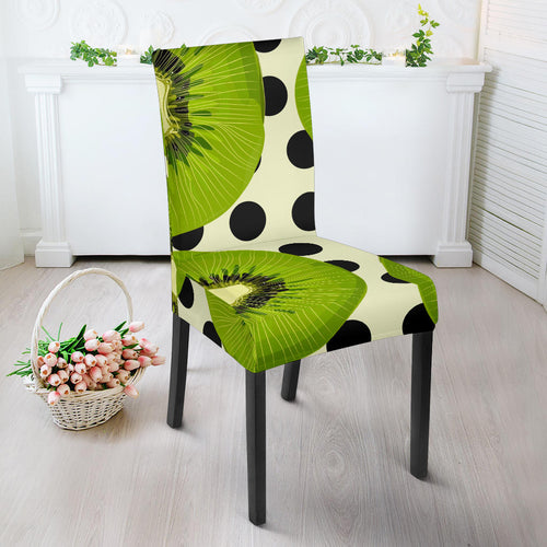 Kiwi Black Dot Background Dining Chair Slipcover
