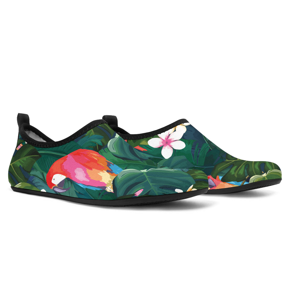 Parrot Palm Tree Leaves Flower Hibiscus Pattern Aqua Shoes