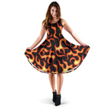 Fire Flame Dark Pattern Sleeveless Midi Dress