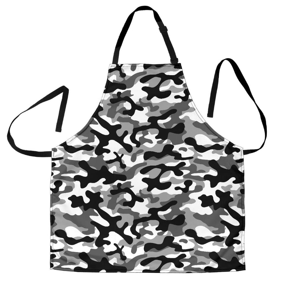 Black White Camo Camouflage Pattern Adjustable Apron