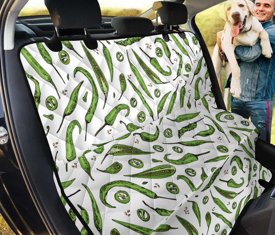 Hand Drawn Sketch Style Green Chili Peppers Pattern Dog Car Seat Covers