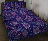 Cute owls pattern boho style ornament Quilt Bed Set